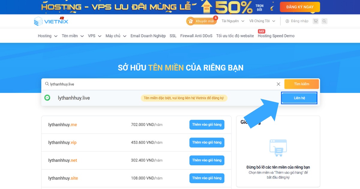 Tên miền .live là gì? Cách đăng ký tên miền .live chi tiết 25 Chọn nút Liên hệ để nhận sự tư vấn