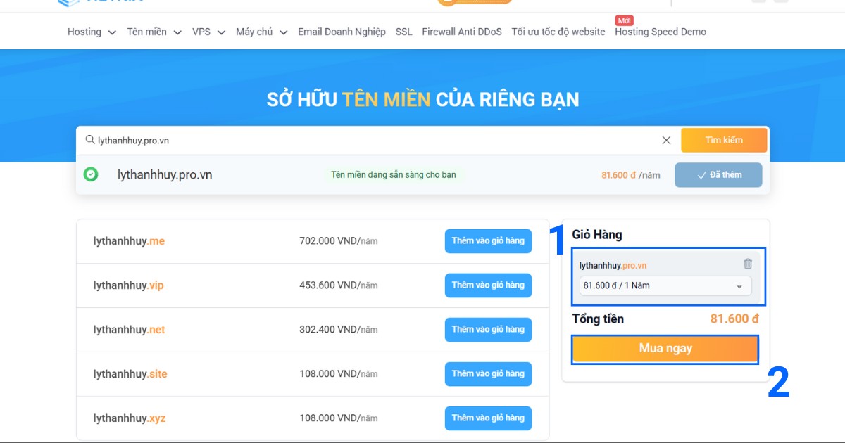 Tên miền .pro.vn là gì? Cách đăng ký tên miền .pro.vn chi tiết 40 Kiểm tra lại thời hạn đăng ký và số tiền cần thanh toán