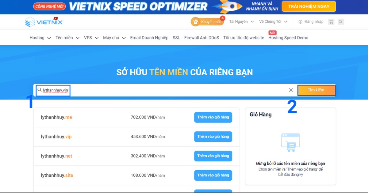 Tên miền .vin là gì? Cách đăng ký tên miền .vin chi tiết từ A đến Z 23 Bạn hãy nhập tên miền .vin mong muốn vào khung tìm kiếm, sau đó nhấn Tìm kiếm