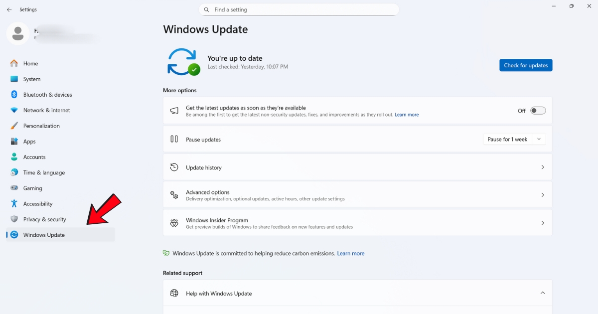 Hướng dẫn khắc phục lỗi this could be due to credssp encryption remote desktop chi tiết 32 Vào phần Windows Update