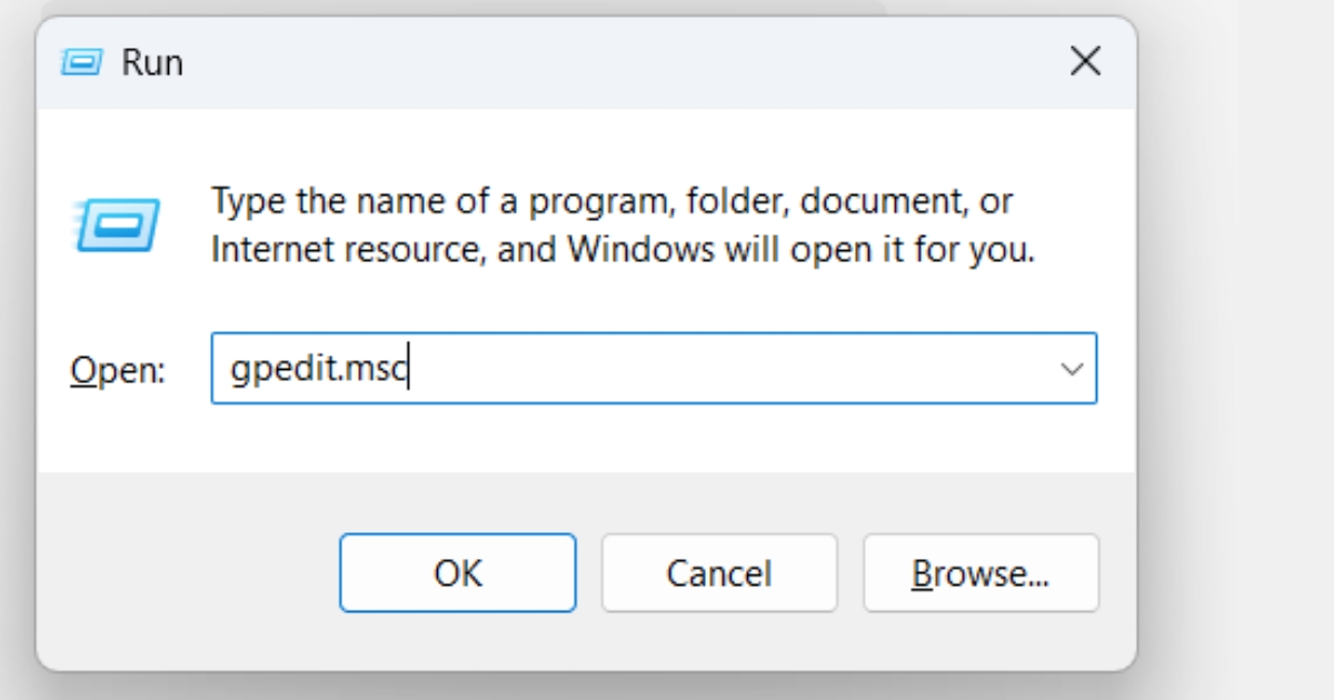 Hướng dẫn khắc phục lỗi this could be due to credssp encryption remote desktop chi tiết 38 Mở Local Group Policy Editor bằng cách nhấn Windows + R, gõ gpedit.msc