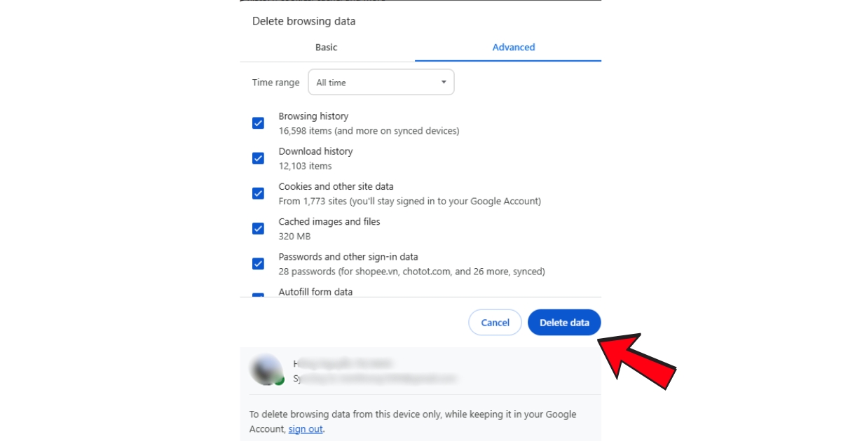 Trang web không phản hồi: Nguyên nhân, cách khắc phục triệt để A-Z 50 Nhấn nút Xóa dữ liệu