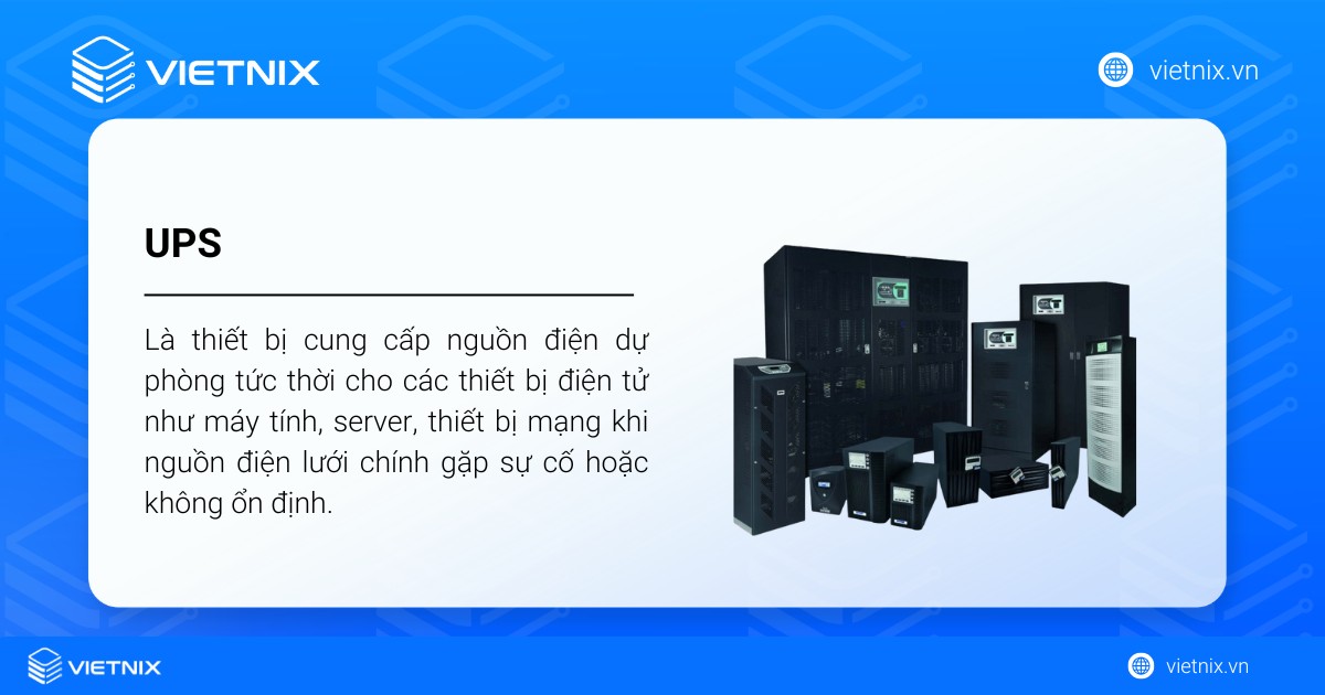 UPS (Viết tắt của Uninterruptible Power Supply) hay thường gọi là Bộ lưu điện