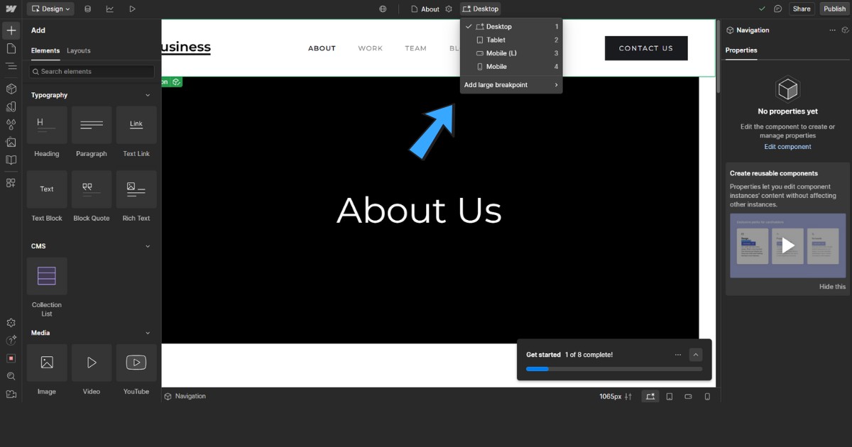 Webflow là gì? Ưu nhược điểm và quy trình thiết kế website với Webflow 62 Tối ưu hóa và kiểm tra giao diện