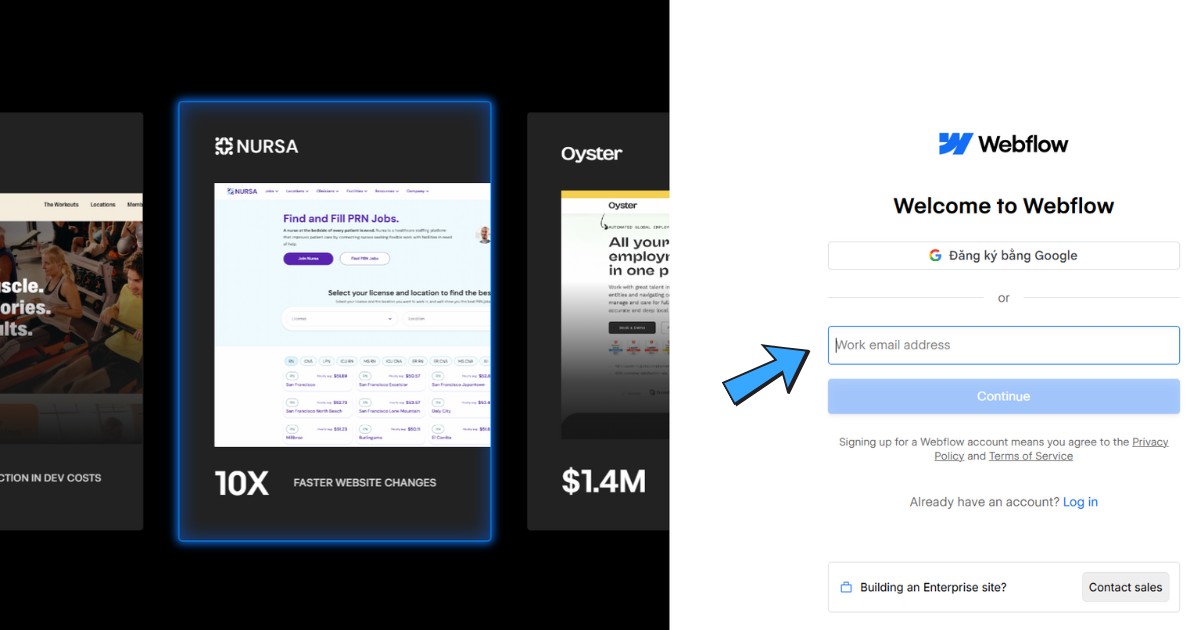 Webflow là gì? Ưu nhược điểm và quy trình thiết kế website với Webflow 54 Chọn phương thức đăng ký
