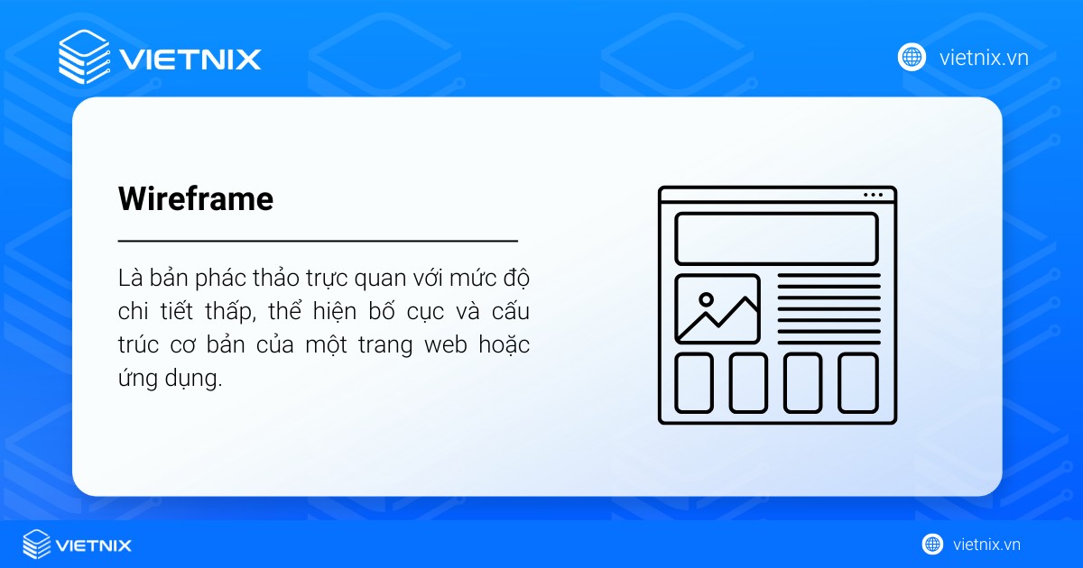 Wireframe (khung xương/cấu trúc dây) là bản phác thảo trực quan với mức độ chi tiết thấp