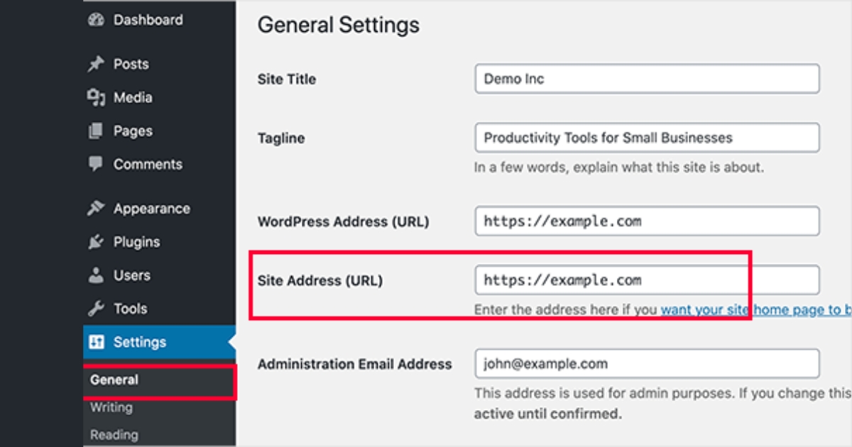 Hướng dẫn cách sửa lỗi Updating failed. Could not update post in the database trên WordPress 32 Bạn hãy đảm bảo cả hai URL này giống hệt nhau