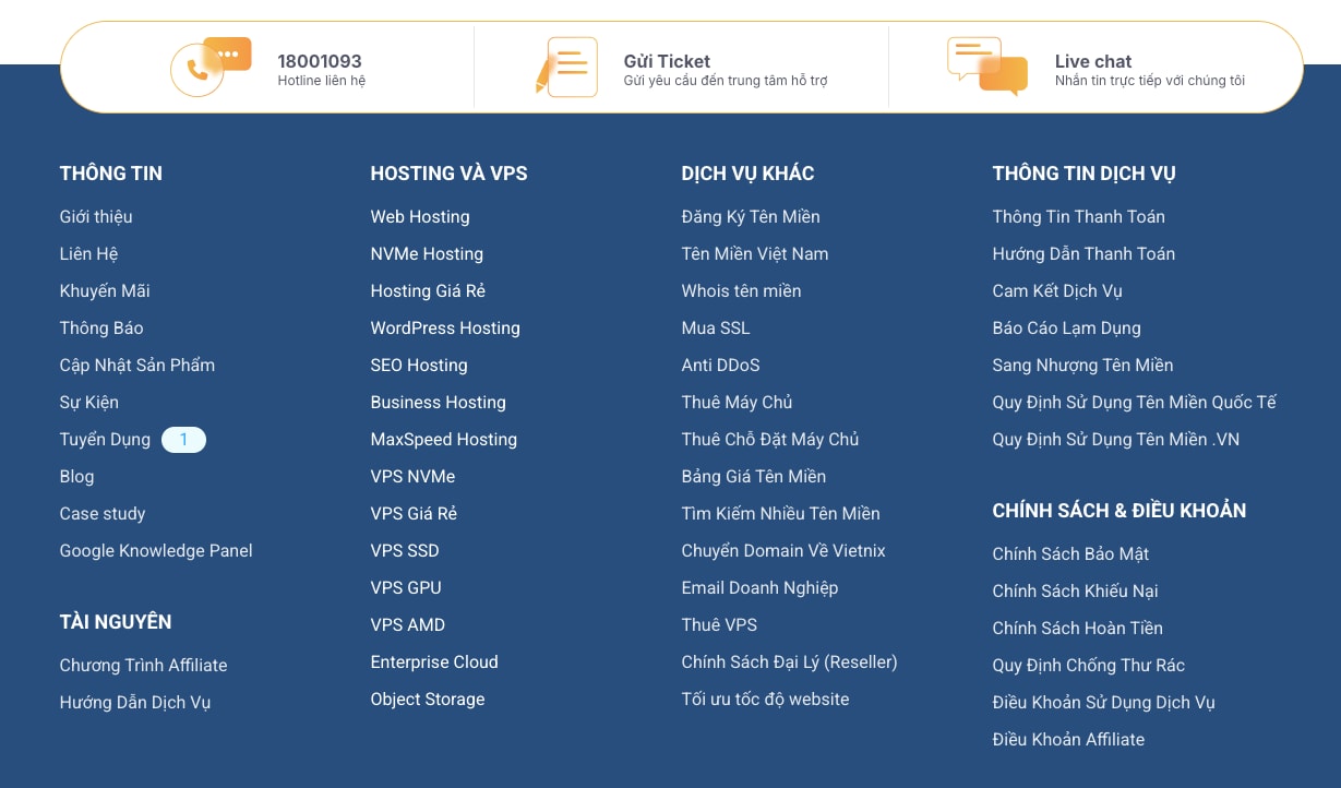 Web Navigation là gì? Ví dụ, phân loại và nguyên tắc xây dựng Web Navigation 20 Giao diện footer website Vietnix