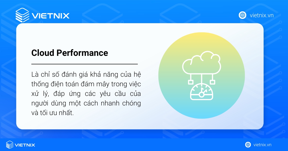Cloud Performance là gì? Tầm quan trọng của Cloud Performance trong doanh nghiệp 15 Cloud Performance hay hiệu suất đám mây là chỉ số đánh giá khả năng của hệ thống điện toán đám mây