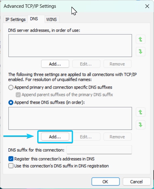 DNS Suffix là gì? Hướng dẫn chi tiết cách cài đặt DNS Suffix 32 Thêm hậu tố DNS mới