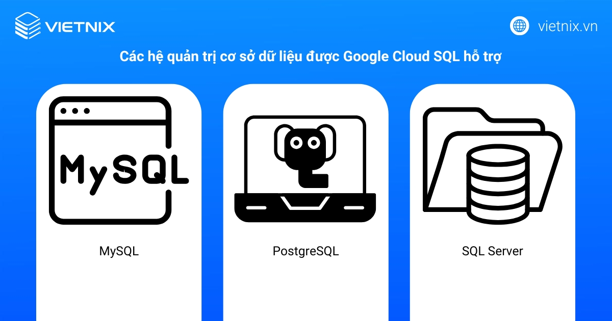 Các hệ quản trị cơ sở dữ liệu được Google Cloud SQL hỗ trợ