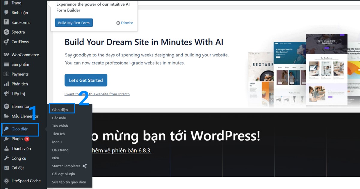 Hướng dẫn cập nhật theme WordPress chi tiết, an toàn và lưu ý trước khi update 26 Bạn hãy chọn mục Giao diện, sau đó nhấn vào Giao diện