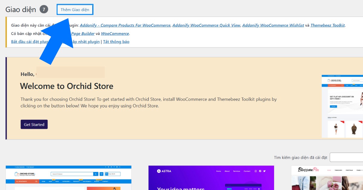 Hướng dẫn cập nhật theme WordPress chi tiết, an toàn và lưu ý trước khi update 27 Nhấn vào nút Thêm Giao diện ở phía trên cùng màn hình quản lý theme