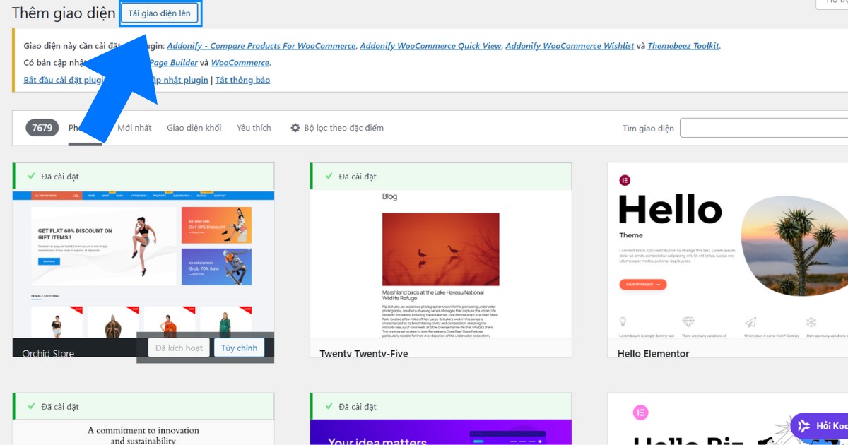 Hướng dẫn cập nhật theme WordPress chi tiết, an toàn và lưu ý trước khi update 28 Bạn tiếp tục chọn Tải giao diện lên