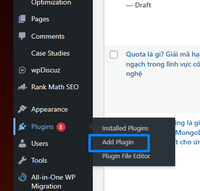 Vietnix Media Offloader: Giải pháp Offload S3 độc quyền từ Vietnix 24 Giao diện add Plugin trên Dashboard WordPress