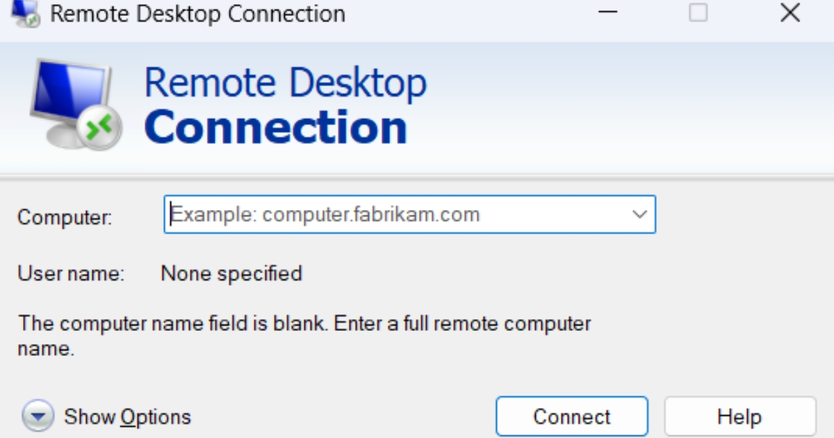 Lỗi An Internal Error Has Occurred VPS: Khắc phục và phòng ngừa toàn diện 43 Bạn mở ứng dụng Remote Desktop Connection