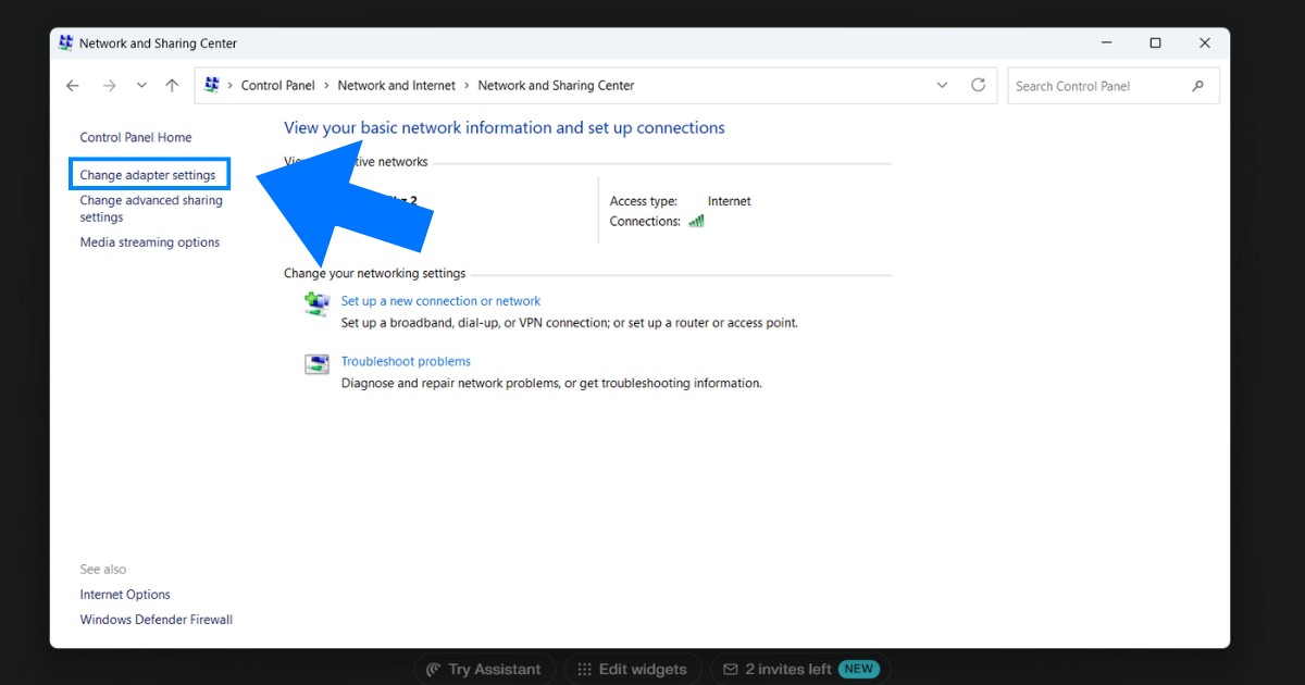 OpenDNS là gì? Hướng dẫn cách thiết lập OpenDNS chi tiết 46 Bạn chọn và Change adapter settings ở menu trái