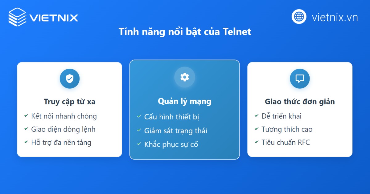 Các tính năng của Telnet