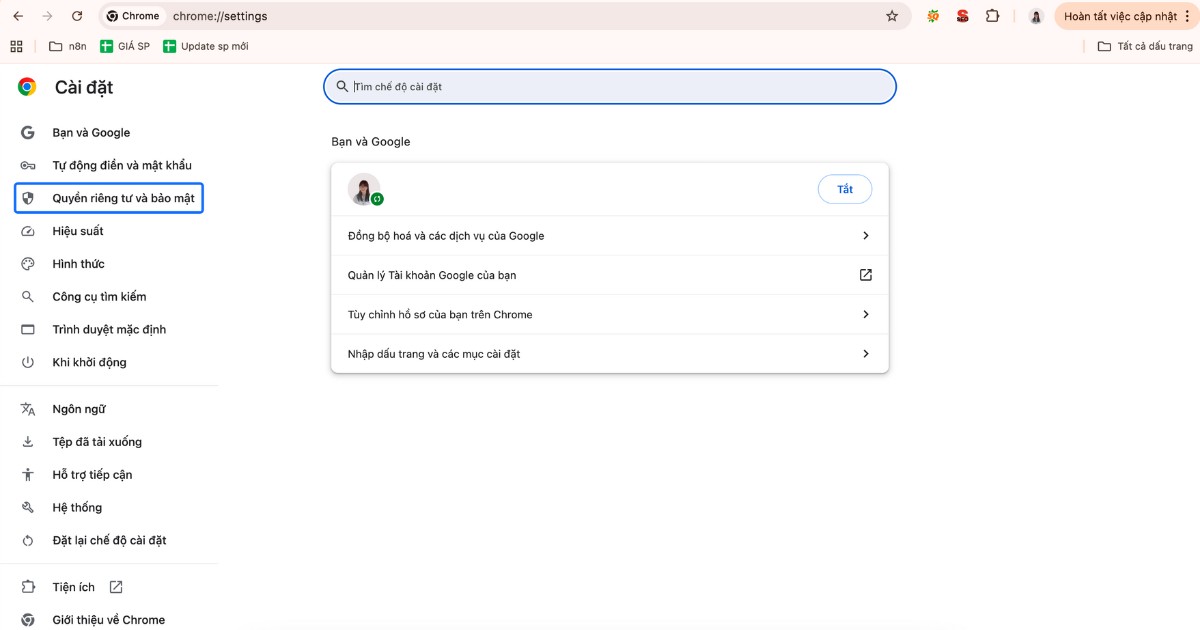 7 cách khắc phục lỗi The Requested URL was Rejected chi tiết 28 Chọn Quyền riêng tư và bảo mật