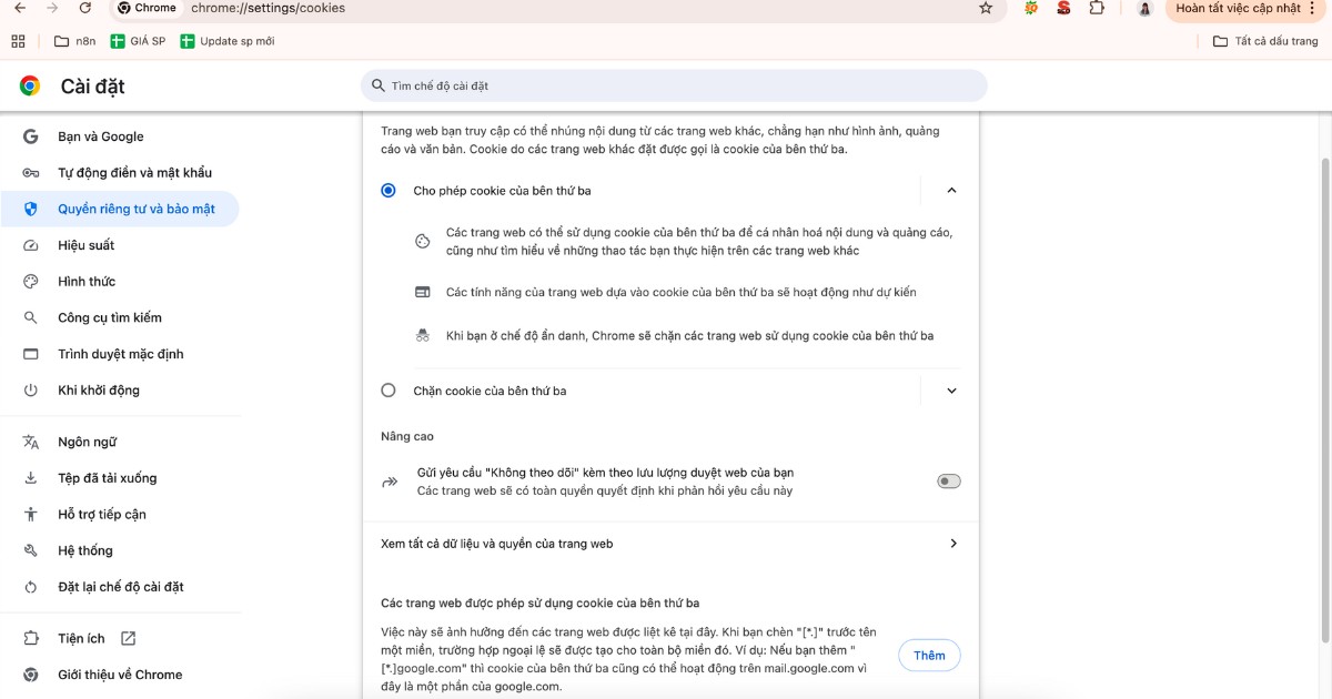 7 cách khắc phục lỗi The Requested URL was Rejected chi tiết 29 Tắt chức năng chặn cookies