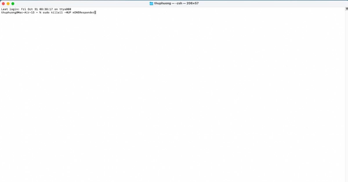 7 cách khắc phục lỗi The Requested URL was Rejected chi tiết 33 Nhập lệnh sudo killall -HUP mDNSResponder trên Mac