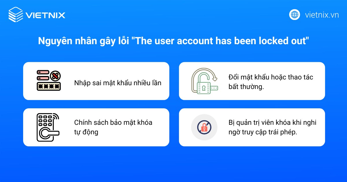 Cách khắc phục lỗi "The user account has been locked out" chi tiết 16 Nguyên nhân gây lỗi The user account has been locked out