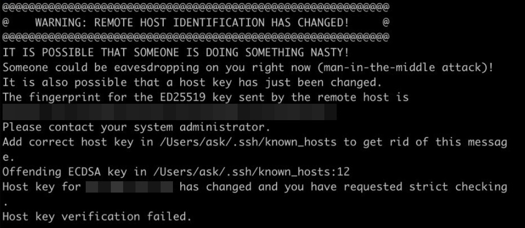 Warning: Remote Host Identification Has Changed!: Nguyên nhân và hướng dẫn xử lý 26 Thông báo cảnh báo này thực chất nhằm bảo vệ bạn khỏi rủi ro bảo mật khi dùng SSH