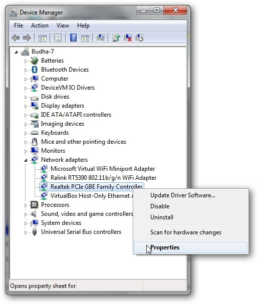 WOL là gì? Hướng dẫn kích hoạt Wake on LAN trên các hệ điều hành phổ biến 27 Kích chuột phải vào card mạng đang sử dụng và chọn Properties