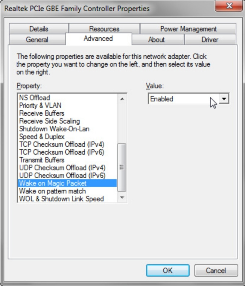 WOL là gì? Hướng dẫn kích hoạt Wake on LAN trên các hệ điều hành phổ biến 28 Chọn Wake on Magic Packet