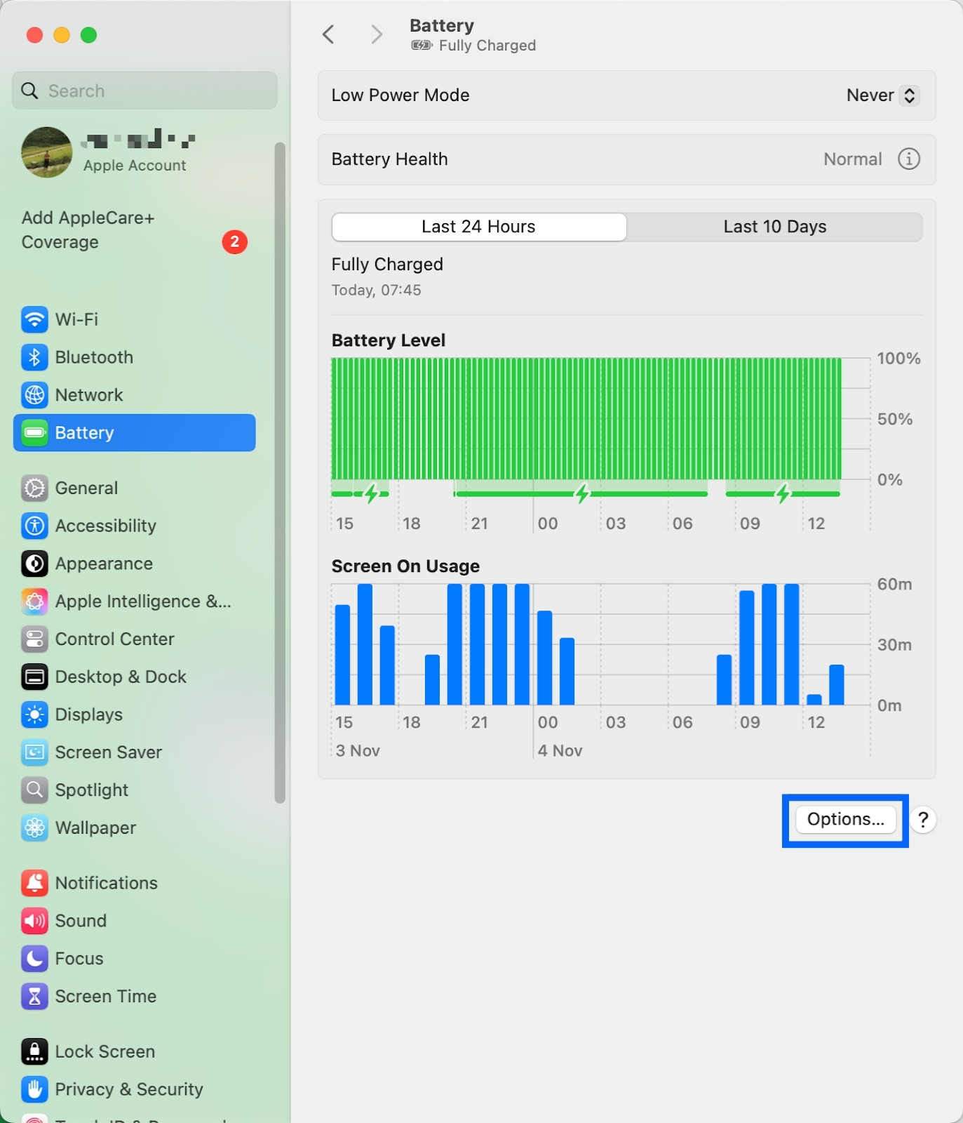 WOL là gì? Hướng dẫn kích hoạt Wake on LAN trên các hệ điều hành phổ biến 30 Chọn Battery và chọn Options