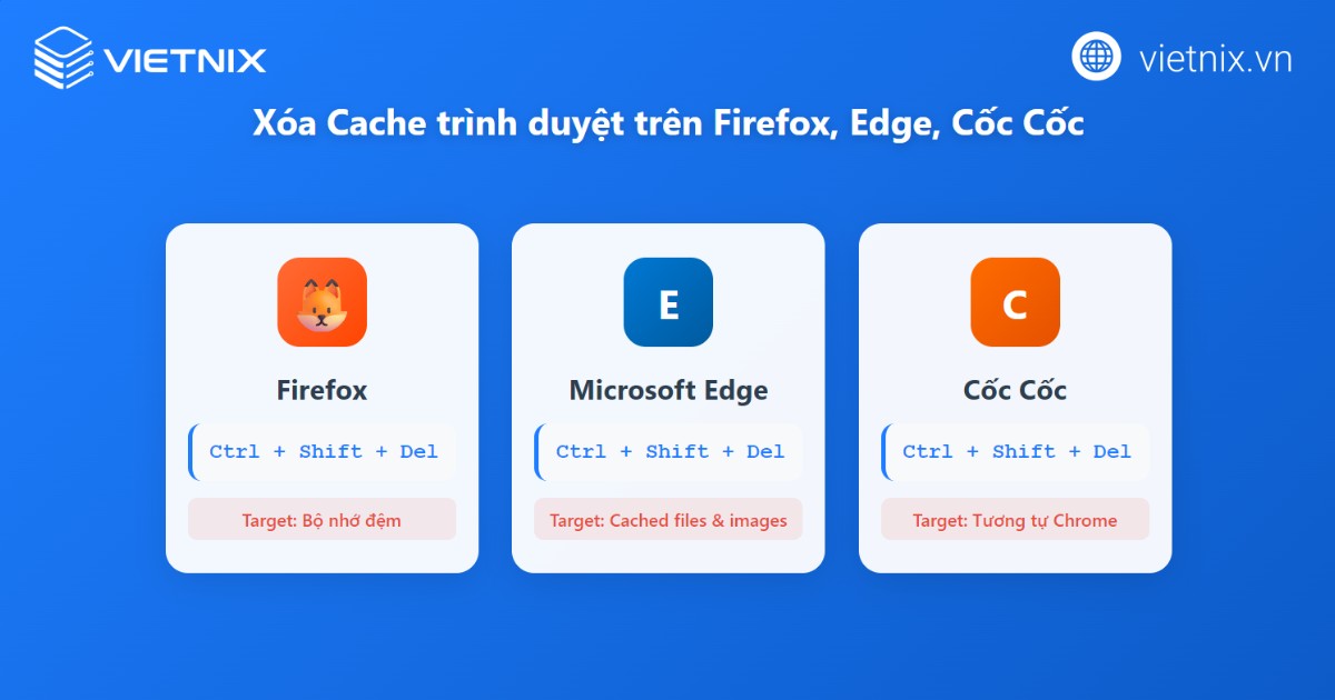 Cách xoá cache trên các trình duyệt phổ biến