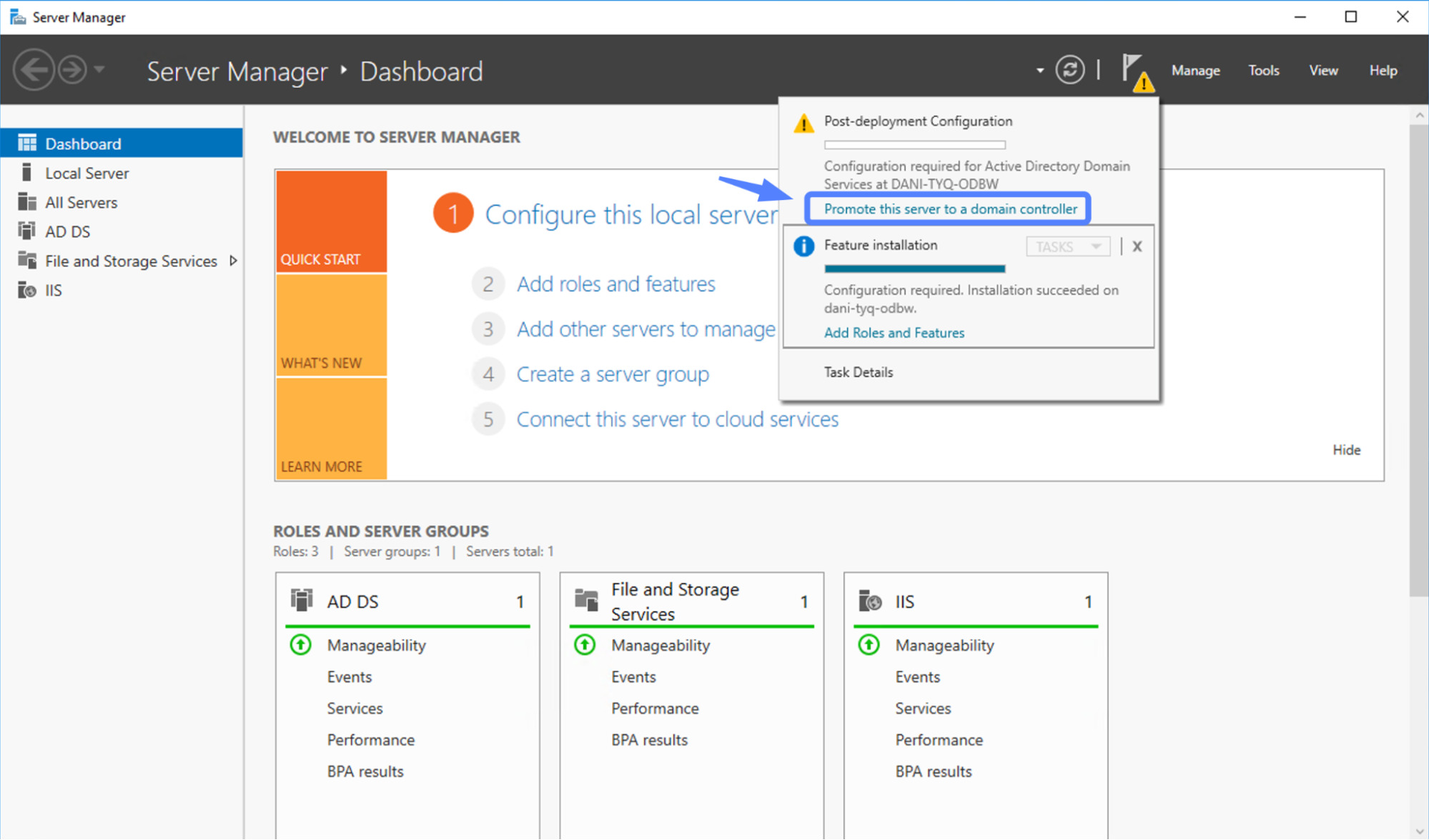 Hướng dẫn cài đặt Additional Domain Controller trên Windows Server chi tiết 96 Chọn Promote this server to a domain controller