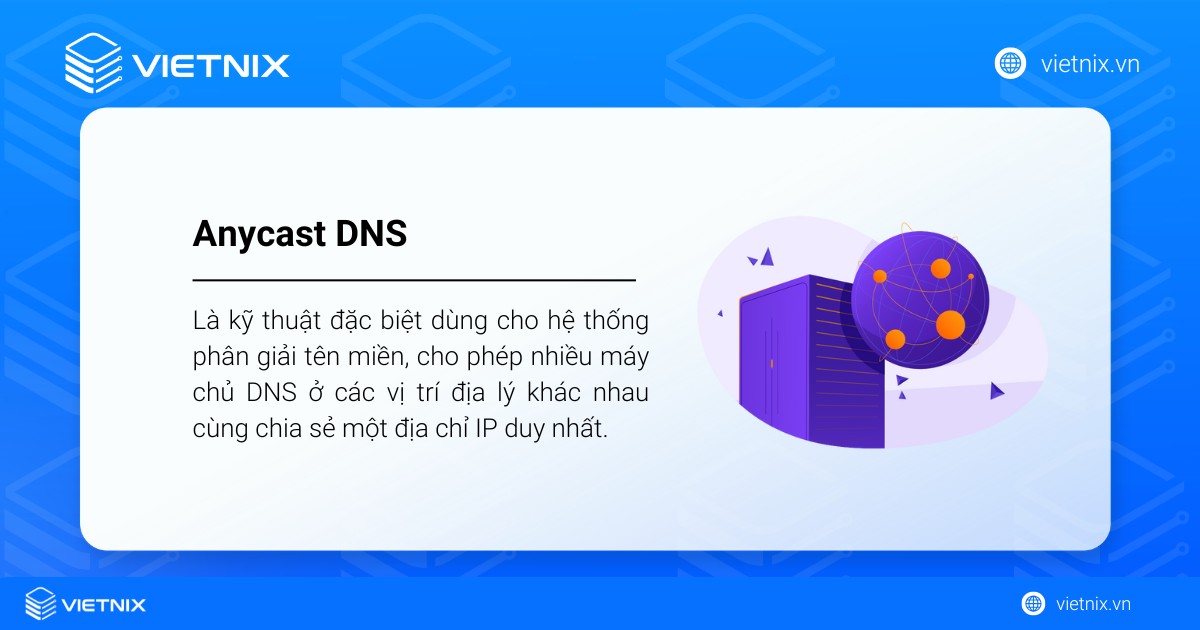 Anycast DNS là một kỹ thuật đặc biệt dùng cho hệ thống phân giải tên miền