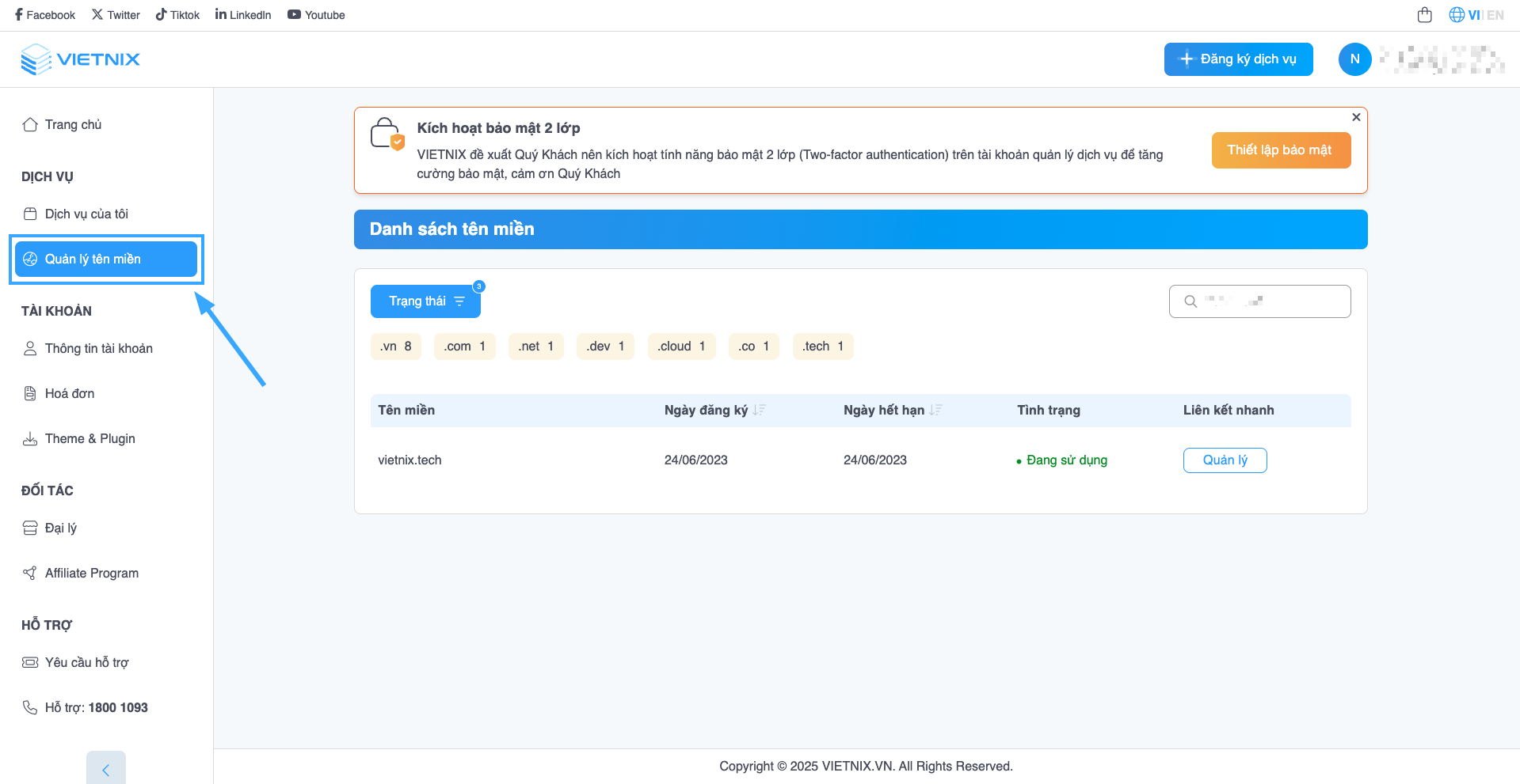 Nameserver là gì? Cách thay đổi Nameserver đơn giản và chi tiết 22 Chọn Quản lý tên miền