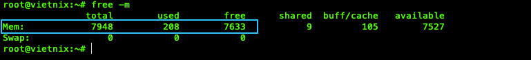 8 cách tối ưu RAM Cloud Server giúp tăng tốc độ xử lý và tiết kiệm chi phí 19 Lệnh free -m