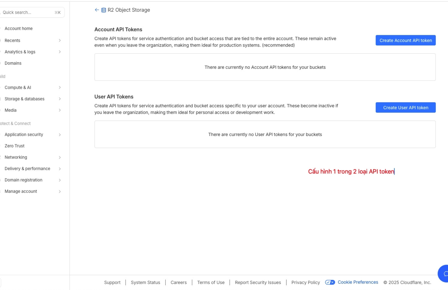 Cấu hình 1 trong 2 API token