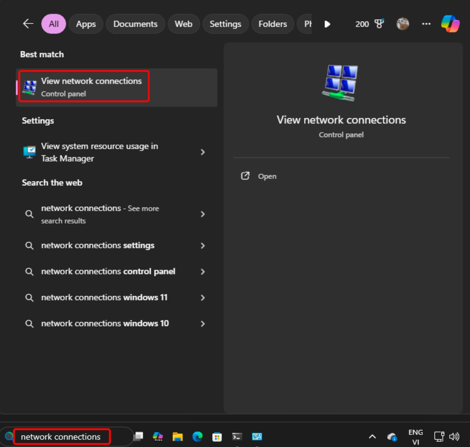 Địa chỉ MAC là gì? Hướng dẫn kiểm tra, tính ứng dụng và phân loại chi tiết 63 Nhập từ khóa Network Connection vào khung tìm kiếm
