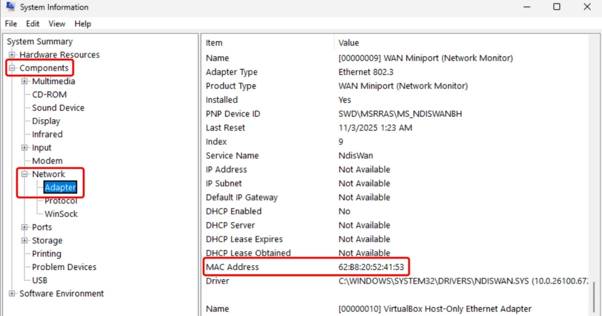 Địa chỉ MAC là gì? Hướng dẫn kiểm tra, tính ứng dụng và phân loại chi tiết 74 Địa chỉ MAC của các card mạng sẽ hiện ở dòng MAC Address
