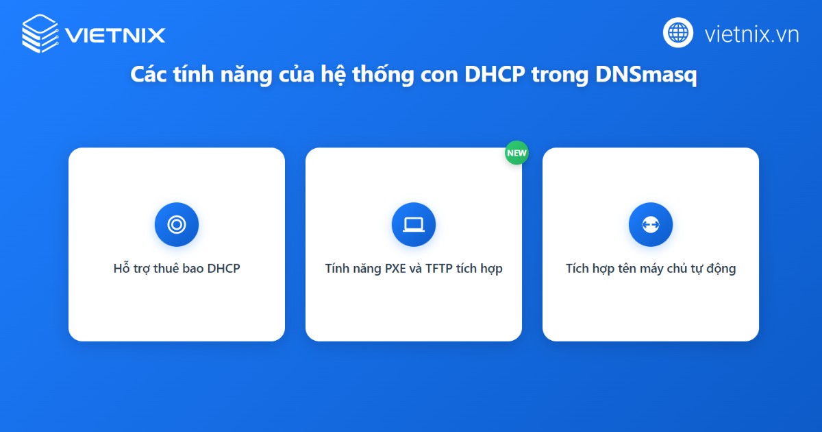 Hệ thống con DHCP của DNSmasq phục vụ việc cấp phát địa chỉ IP và khởi động mạng