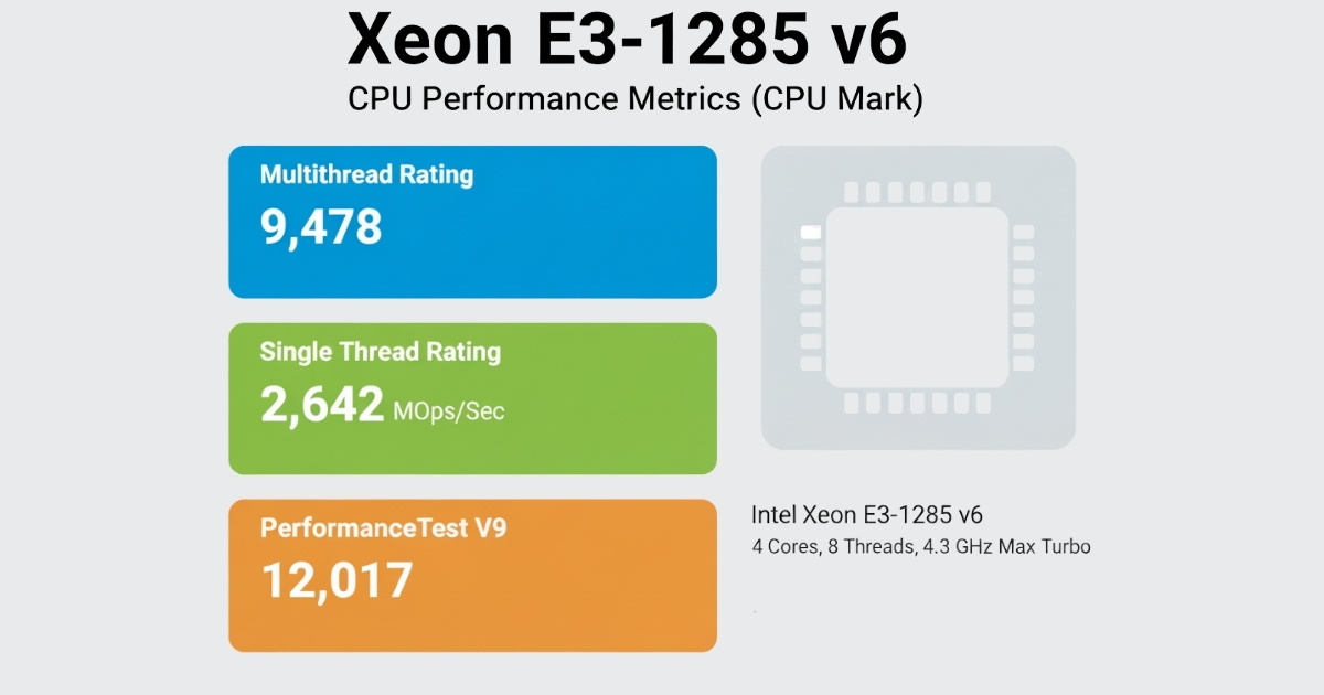 Đánh giá Intel Xeon E3-1285 v6 (4,10 GHz, 8MB Cache) chi tiết 22 Chỉ số hiệu năng tổng hợp (CPU Mark) của Intel Xeon E3-1285 v6