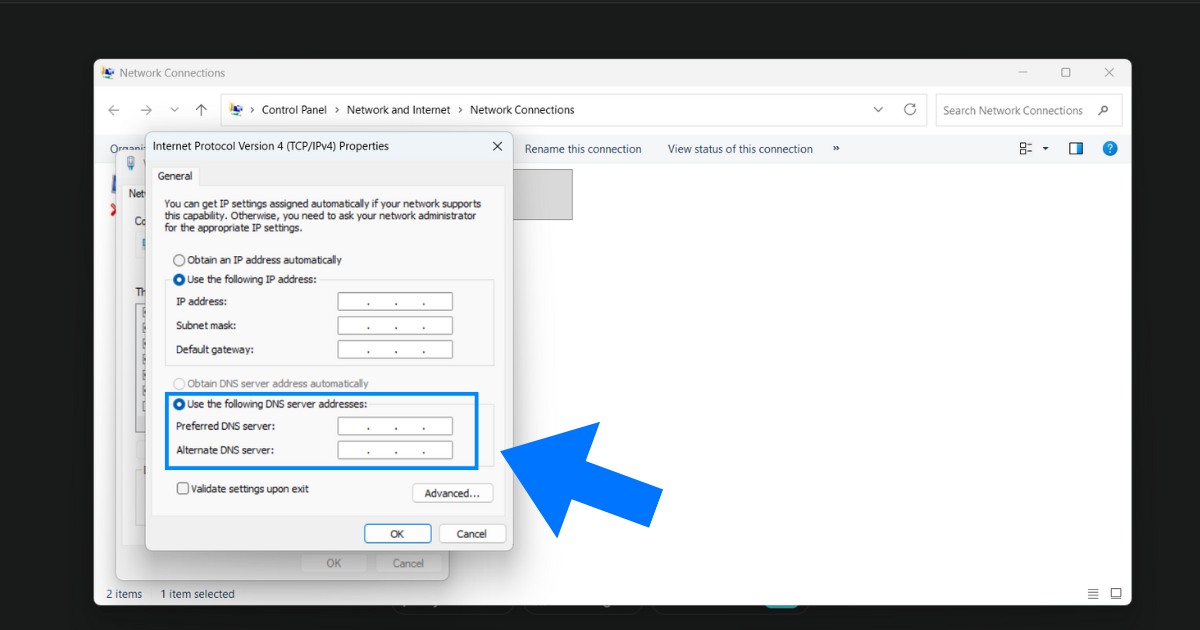 Lỗi Failed DNS Lookup là gì? Nguyên nhân và 7 cách khắc phục nhanh chóng 24 Bạn tích chọn Use the following DNS server addresses