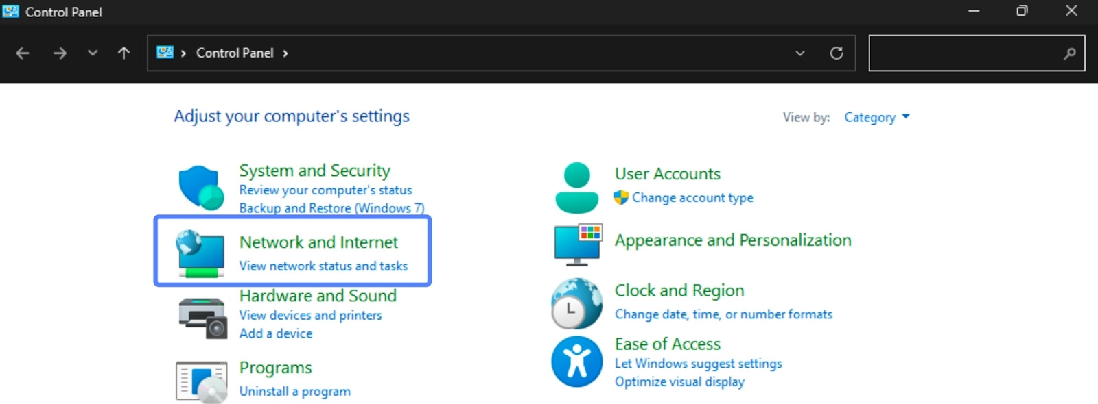 7 cách khắc phục lỗi không tìm thấy địa chỉ DNS nhanh chóng, chi tiết 32 Bạn chọn mục Network and Internet