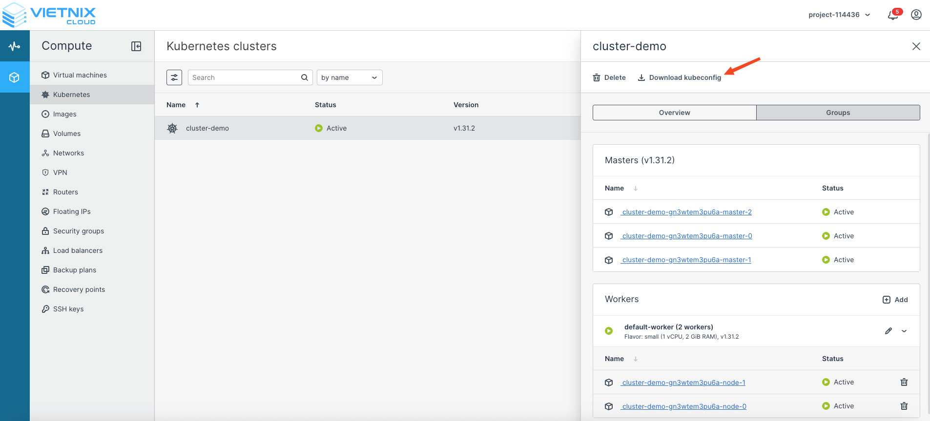 Kubernetes Engine là gì? Tổng quan kiến thức về Google Kubernetes Engine 25 Chọn Download kubeconfig để tải tệp kubeconfig của cluster về máy