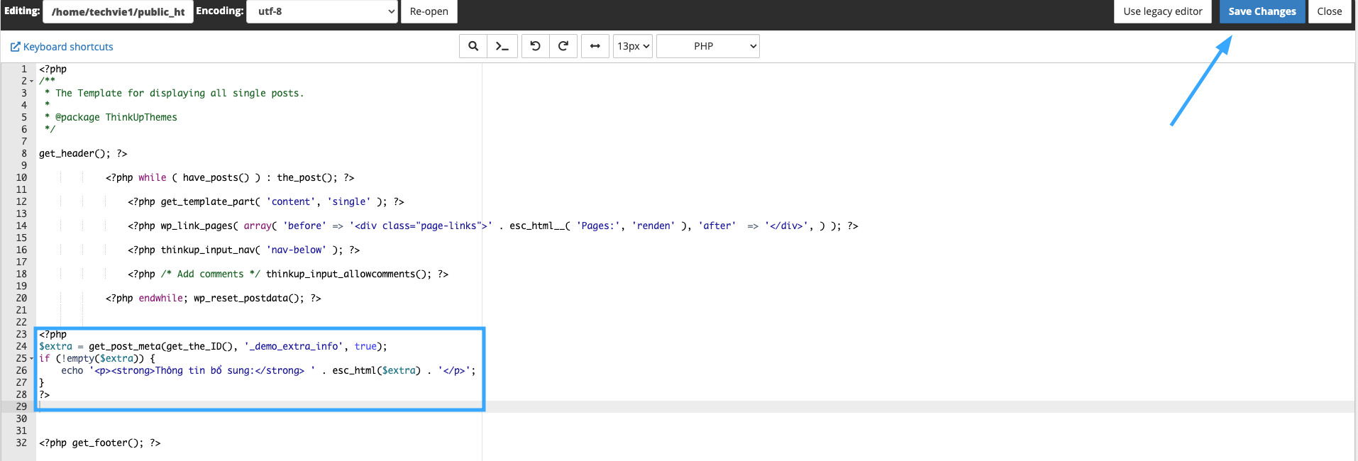 Sử dụng dữ liệu meta box hiển thị ngoài front-end