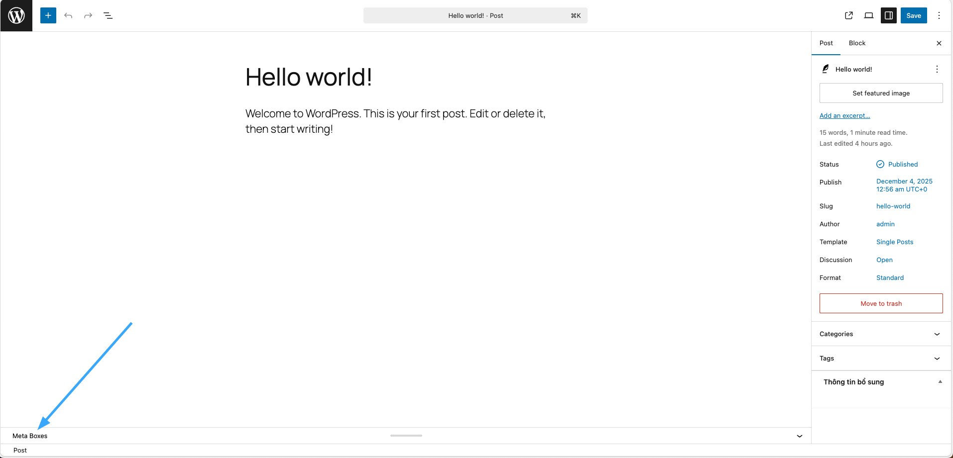 Kết quả sau khi chỉnh sửa file functions.php