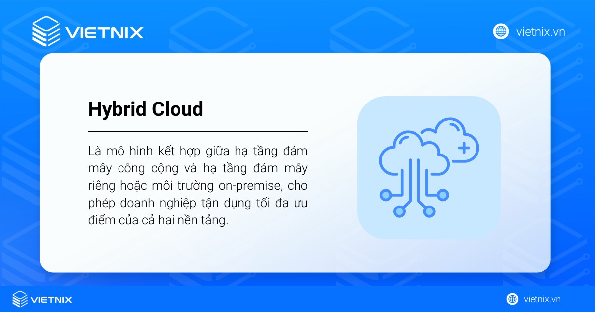 Multi Cloud vs Hybrid Cloud: Giải pháp nào tối ưu hơn cho doanh nghiệp? 38 Hybrid Cloud là mô hình kết hợp giữa hạ tầng đám mây công cộng và hạ tầng đám mây riêng