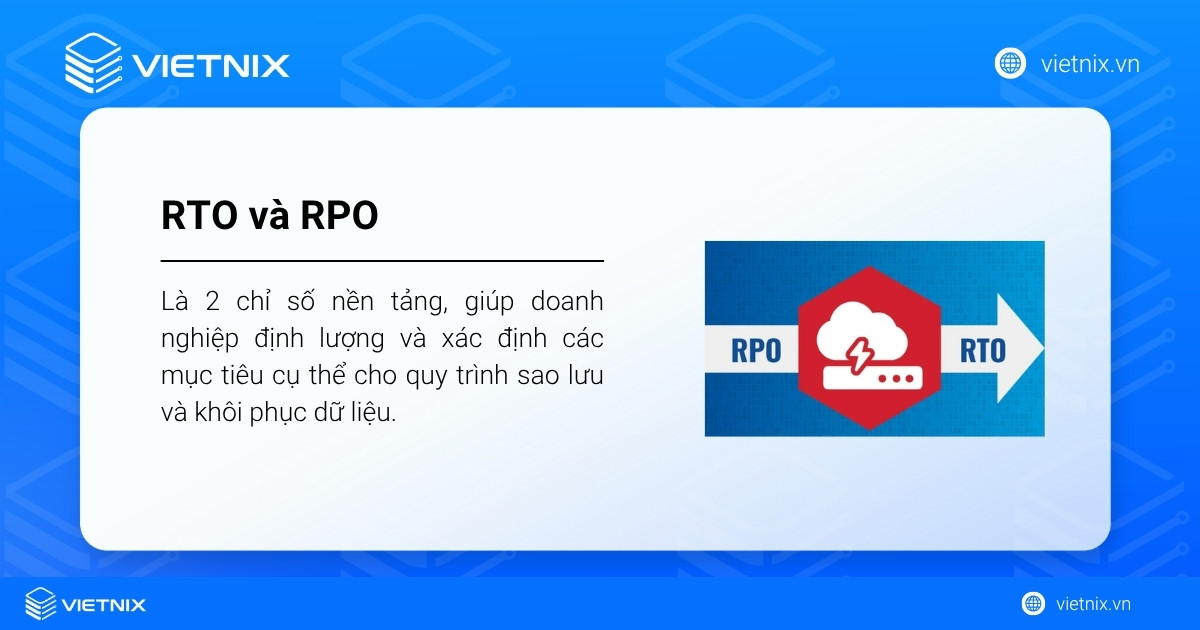 RTO và RPO là 2 chỉ số nền tảng, giúp doanh nghiệp định lượng và xác định các mục tiêu cụ thể cho quy trình sao lưu và khôi phục dữ liệu