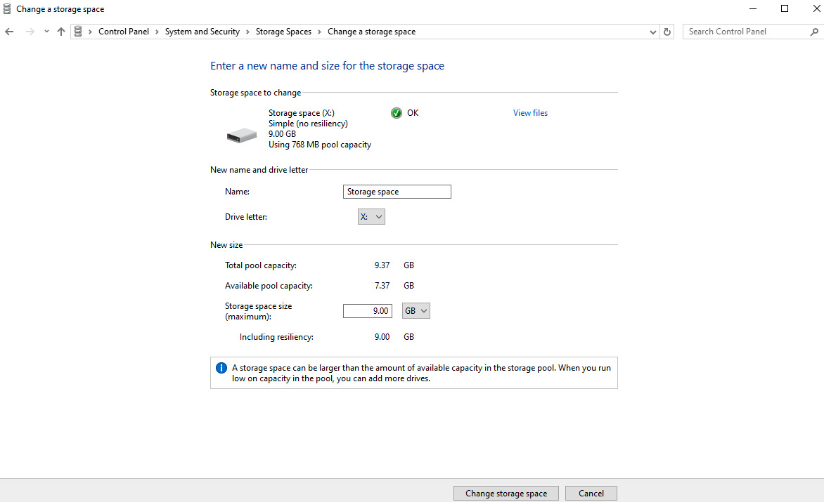 Quản lý pool và storage space