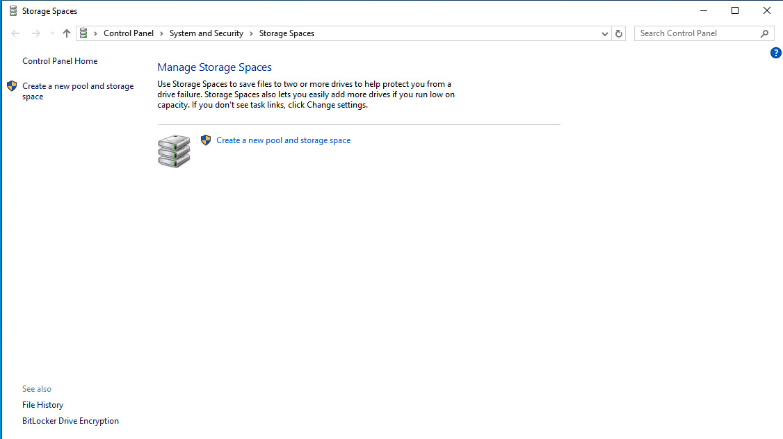 Mở công cụ quản lý Storage Space