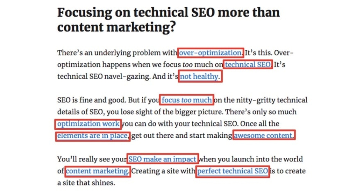 Một trong những lỗi thường gặp là nhồi nhét từ khóa (Internet)